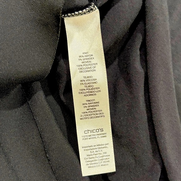 Chicos by Chicos V-Neck High Low Black Oversized Knit Blouse Women’s Sz 3 - Picture 6 of 7